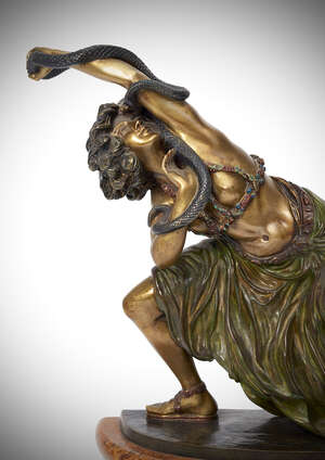 
	
		Claire Jeanne Roberte Colinet (1880-1950), a gilt and cold-painted bronze on marble...