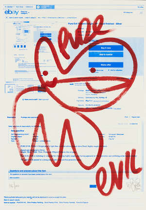 
	
		Pure Evil,
		British b.1968-
		 
		Ebay Flippers Delight (red), 2014;
		 
		screenprint...