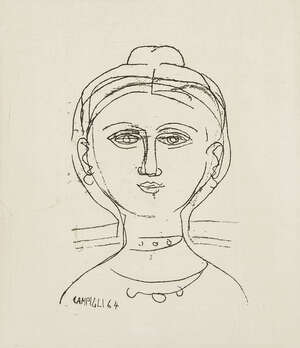 
	
		Massimo Campigli,
		Italian 1895-1971-
		 
		Volto di donna, 1964;
		 
		etching on...