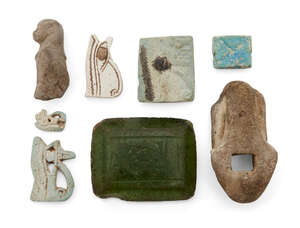 
	
		An Egyptian grey stone or limestone uraeus head, with well-defined features, with hooded...