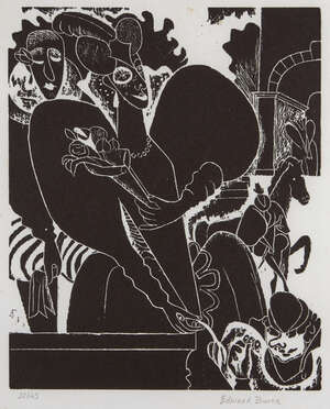 
	
		Edward Burra, 
		British 1905-1976-
		 
		Royal Favourites, 1971; 
		 
		woodcut on...