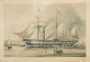 
	
		Augustus William Reeve, 
		British 1807-1880- 
		 
		The President Steam Ship, after...