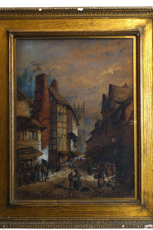 
	
		Follower of David Roberts RA, Scottish 1796-1864- Continental street scene; oil on board,...
