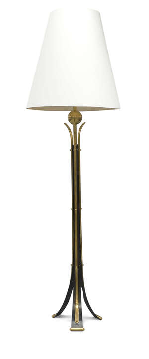 
	
		Designer Unknown, 
		 
		Floor lamp, circa 1960, 
		Brass, black lacquered metal,...