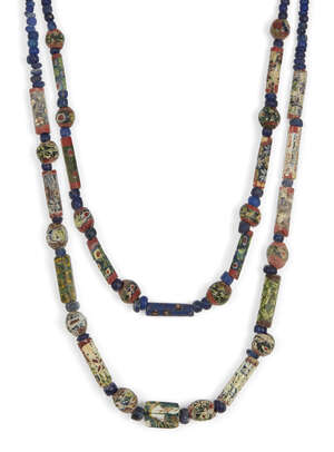 
	
		Two Roman mosaic glass bead necklaces
		Circa 1st Century B.C./A.D. and Later
		A...