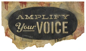 Shepard Fairey (Obey),&nbsp;American, b.1970-&nbsp;Amplify your Voice, 2012;&nbsp;mixed media collage on paper,&nbsp;