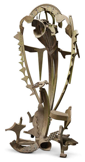 
	
		Jane Ackroyd FRSS,
		British b. 1957-
		 
		Nagaina, c.1985;
		 
		iron and crystal...