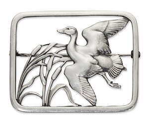 
	
		Hugo Liisberg (1896-1958) for Georg Jensen, a silver brooch
		Mark of Georg Jensen since...