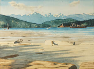
	
		William G McLuckie, Canadian b.1934- Howe Sound from Locarno, Vancouver, 1962; watercolour,...