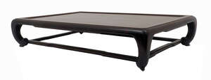 
	
		A Chinese rosewood rectangular stand, early 20th century, on inverted stretchered legs...