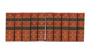 
	
		DICKENS, (C.), DICKENS'S WORKS, 10 Vols., red half-leather boards, Chapman & Hall Ld,...