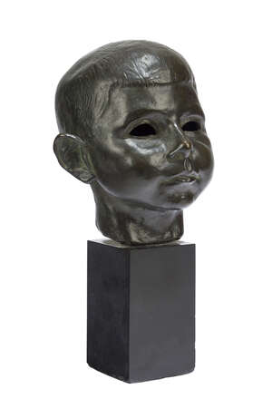 
	
		Benno Elkan OBE (1877-1960), a patinated bronze head
		'Head of a child', signed...