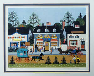 
	
		Jane Wooster Scott, American b.1933- The Domino Game; lithograph in colours, signed and...