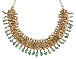 
	
		A diamond, emerald, pearl and enamel Guluband, North India, early 20th century,...