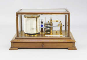 
	
		A barograph, late 19th century/20th century, of typical form with glazed case, 21cm...