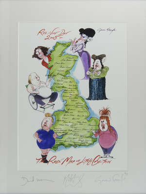 
	
		Gerald Scarfe, British, b.1936, The Rude Map of Little Britain, a satirical cartoon for...