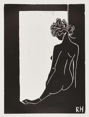 
	
		Rachel Howard, 
		British b.1969- 
		 
		Untitled (Nude); 
		 
		woodcut on wove,...