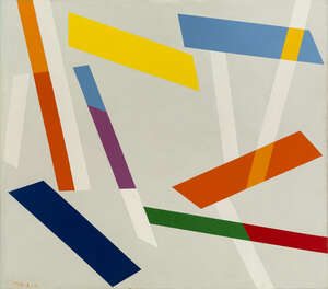 
	
		René Roche, 
		French 1932-1992- 
		 
		Signes dans lEspace, 1982; 
		 
		oil on canvas,...