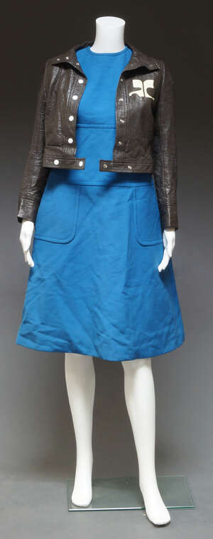 
	
		Diorling by Christian Dior, a bright blue dress, 1960s, with round neck, short sleeves...