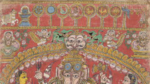 
	
		A scroll depicting Markandeya and Bhavana Rishi Purana performed before the Padma Sale,...