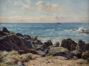 
	
		Joseph Henderson, RSW, 
		 
		Scottish 1832-1908- 
		 
		Leith Fishers; 
		 
		oil...