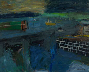 
	
		Charles Howard,
		British b. 1922-
		 
		Harbour scene;
		 
		oil on board, signed...