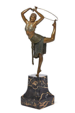 
	
		Demetre H. Chiparus (1886-1947), an Art Deco patinated bronze figure on a marble base
		