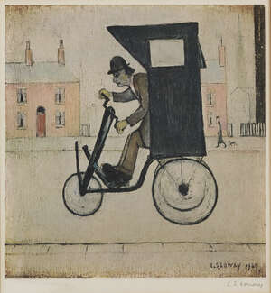 
	
		Laurence Stephen Lowry RBA RA, 
		British 1887-1976-
		 
		The Contraption, 1975;
		 
		