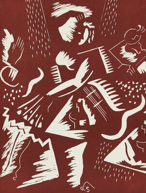 
	
		Gino Severini,
		Italian 1883-1966-
		 
		Gravure Futuriste, 1939;
		 
		linocut in...