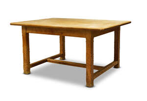 
	
		Arts & Crafts, a Cotswold School oak table
		Early 20th Century
		Rectangular top with...