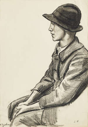 
	
		Dame Laura Knight DBE RA RWS,
		British 1877-1970-
		 
		A Tyrolian;
		 
		charcoal,...