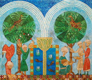 
	
		Mid-Late 20th Century- The Finding in the Temple; oil and tempera on plywood panel,...