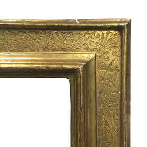 
	
		An Italian Carved and Gilded Cassetta Frame, 17th century, with a later added ebonised...