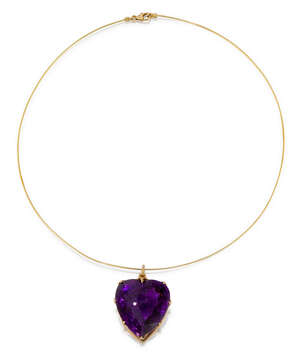 
	
		An amethyst single stone pendant necklace, the heart shaped amethyst in claw mount to an...