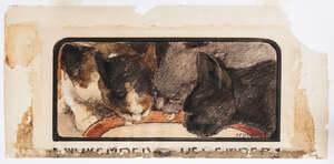 
	
		Elizabeth Fearne Bonsall, 
		American 1861-1956- 
		 
		Three Cats; 
		 
		charcoal...