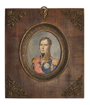 
	
		After François Pascal Simon Gérard, 
		French 1770-1837- 
		 
		Portrait miniature of...