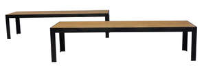
	
		A pair of marble and steel coffee tables,
		c.1980,
		The rectangular orange marble...