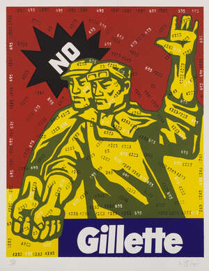 
	
		Wang Guangyi,
		Chinese b.1957-
		 
		Gillette from the Great Criticism Series,...