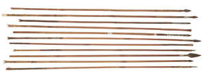 
	
		A collection of twelve Indian Moghul arrows, 18th/19th century, various heads including...