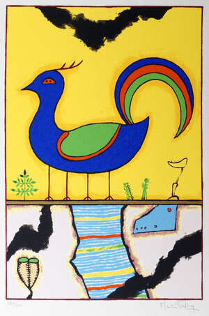 
	
		Martin Bradley
		British b.1931-
		 
		Blue Bird, 2000; 
		 
		screenprint in colours,...