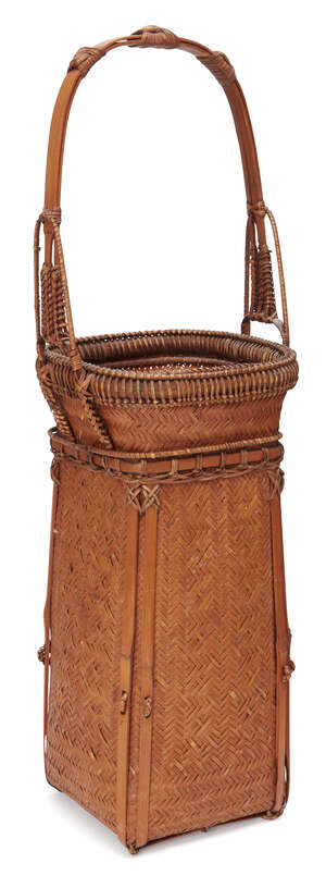 
	
		A Japanese woven flower basket, 20th century, 40cm high

	

