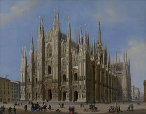 
	
		Domenico Landini, 
		Italian 17831835-
		 
		Veduta del Duomo di Milano; 
		 
		