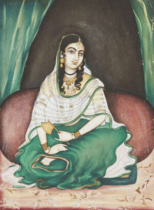 
	
		RTO A Company School portrait of a lady, India, circa 1880, opaque pigments heightened...