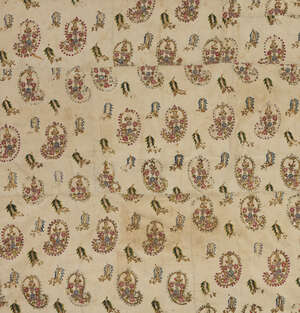 
	
		A Qajar silk embroidered and sequined textile, Persia, 19th century, of square form, the...