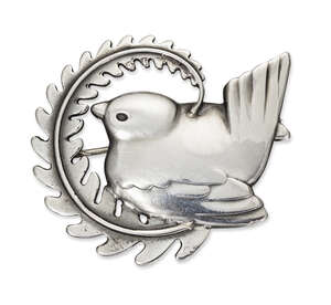 
	
		Arno Malinowski (1899-1976) for Georg Jensen, a silver 'Robin in Fern' brooch
		GJ...