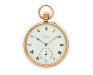 J.W. Benson, Ludgate Hill. A 9ct gold keyless wind open face pocket watch London hallmark for 1864, Case and movement number 2298Jewelled English lever moveme
