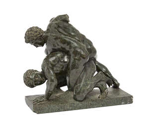 
	
		A  Grand Tour fragmentary serpentine marble model of the Vatican wrestlers, 19th century,...