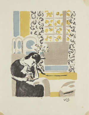 
	
		Vanessa Bell, 
		British 1879-1961- 
		 
		Girl Reading, 1945; 
		 
		lithograph in...