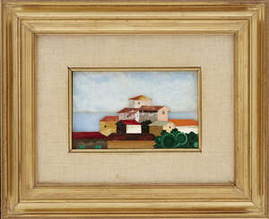 
	
		Five Italian pietra dura landscape pictures, Italian, late 20th century, each with a...