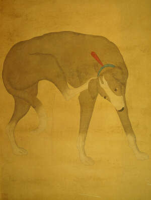 
	
		MANNER OF GIUSEPPE CASTIGLIONE, 19th century ink and colour on silk, study of a court...